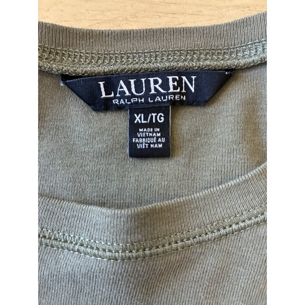 Ralph Lauren Olive Green Long Sleeve Top Suede Elbow Patch Equestrian Preppy XL - Picture 3 of 16